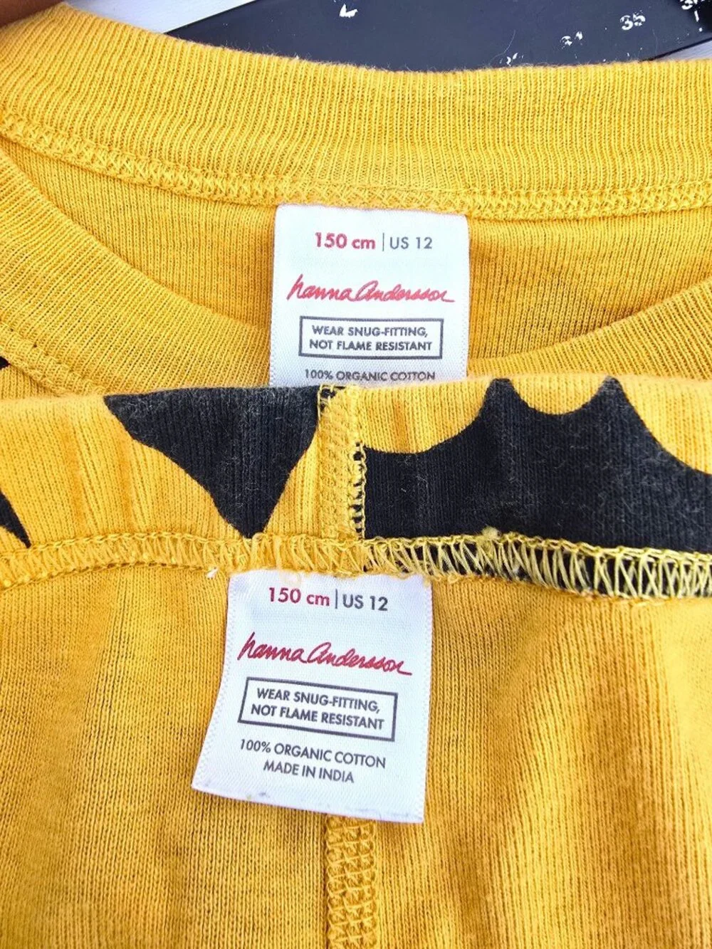 Hanna Anderson Orange Bats Long John Pajama Set Kids Size12